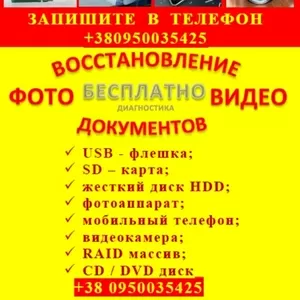 Восстановление флешек,  HDD,  карт памяти,  фотографий,  документов,  инфы.