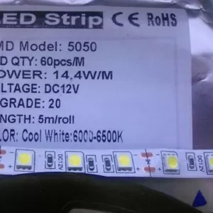 Светодиодная лента smd 5050 60 диодов на метр ,  14.4 W/m,  цвет белый