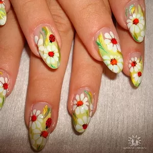 Гелевое наращивание ногтей,  роспись