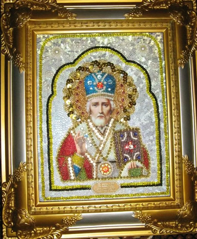 Бисерная икона Св Николая Чудотворца