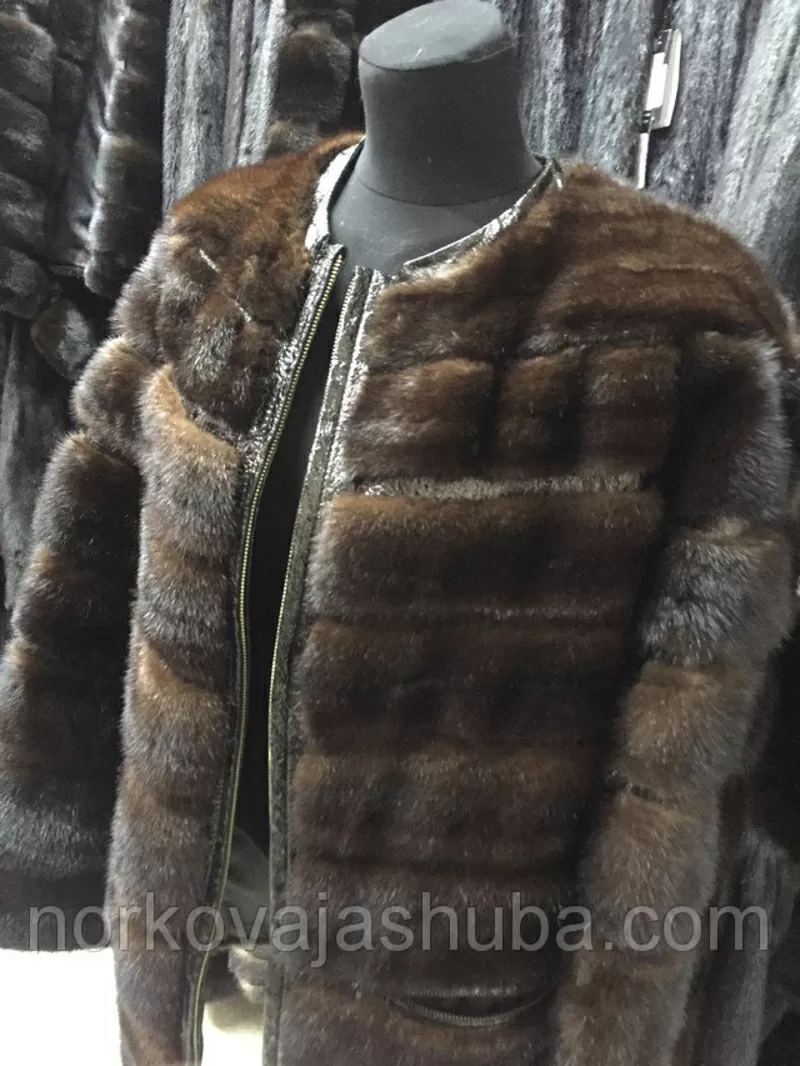 Короткая норковая шуба полушубок поперечка 46 48 размеры распродажа 2