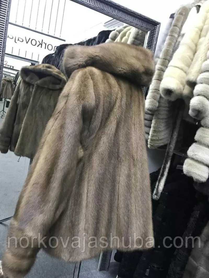 Женский норковый полушубок с капюшоном размеры 46 48 3