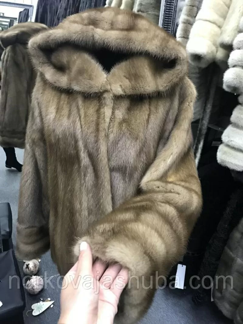 Женский норковый полушубок с капюшоном размеры 46 48 4