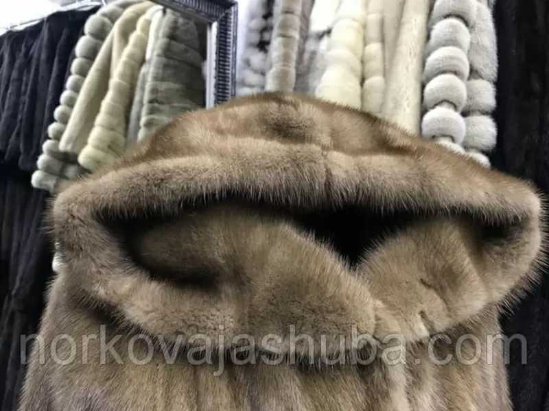 Женский норковый полушубок с капюшоном размеры 46 48 5