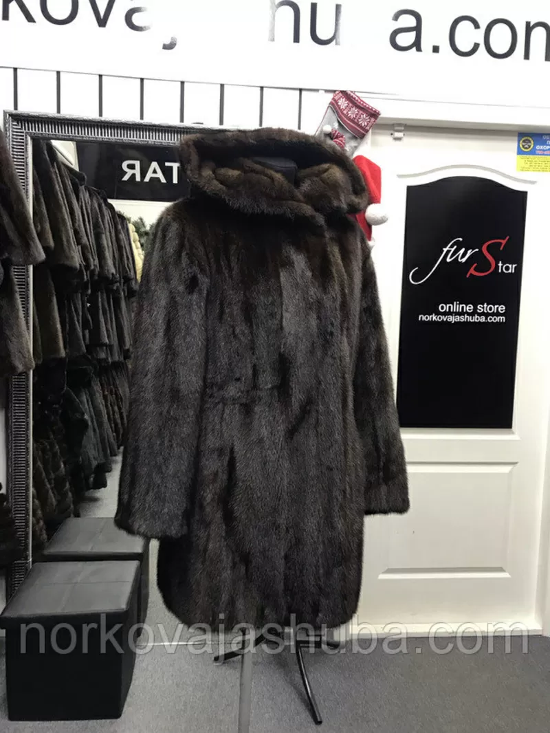 Стильная шуба норковая с капюшоном размеры 44 46 48 4
