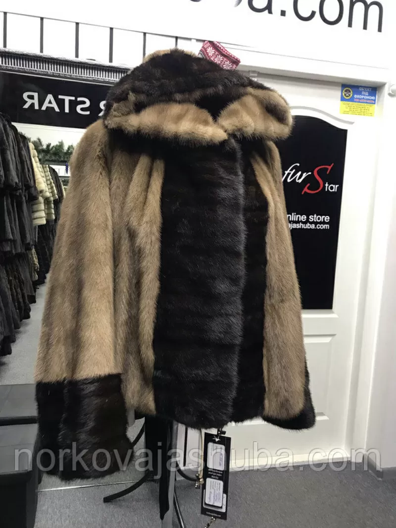 Красивая норковая шуба с капюшоном размеры 44 46 48 5