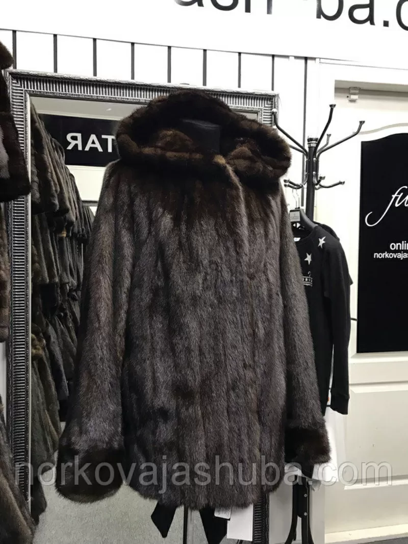 Купить норковую шубу полушубок с капюшоном дешево размер от 40 до 52 3