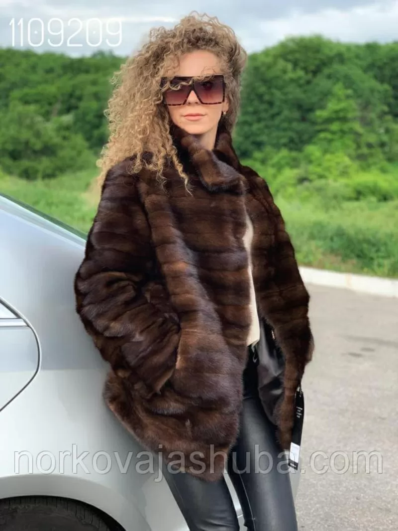 Женская шуба полушубок норковый размер 40 42 поперечка 3