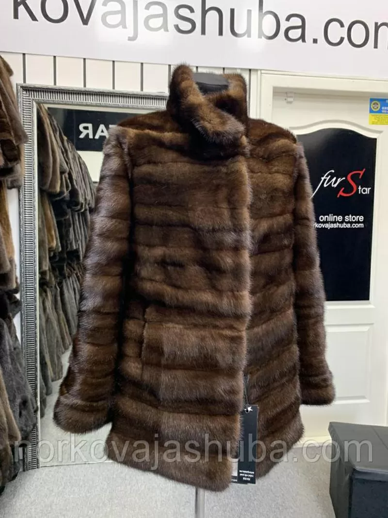 Женская шуба полушубок норковый размер 40 42 поперечка 5