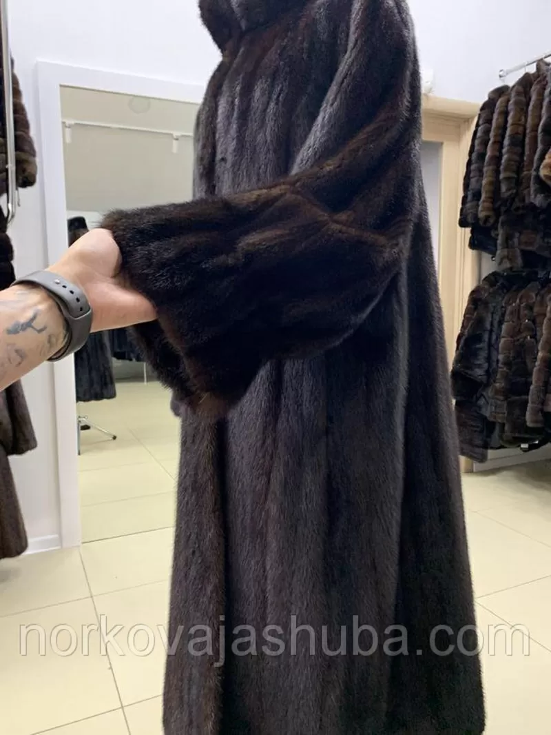 Длинная норковая шуба женская размер 48 50 классика 4