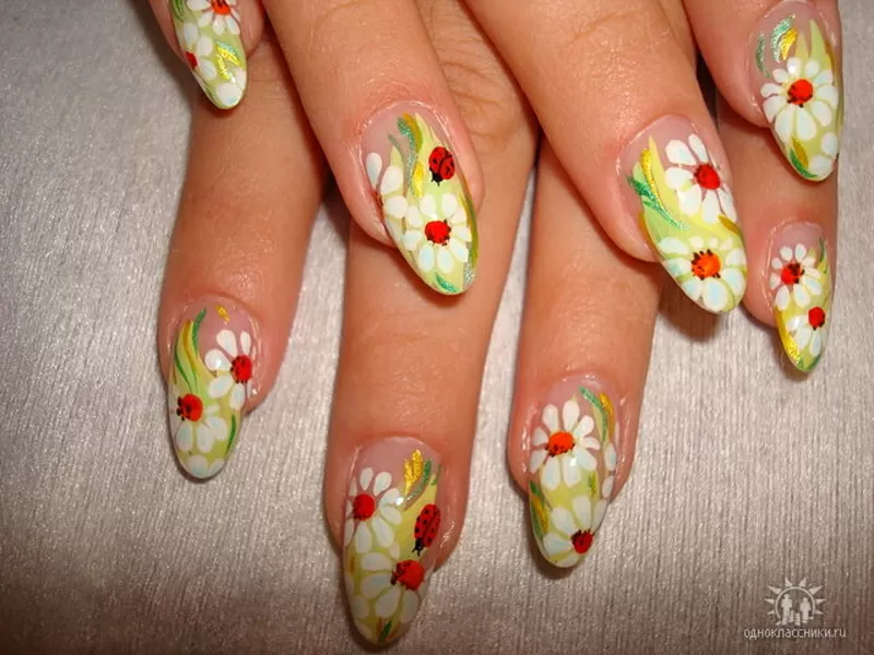 Гелевое наращивание ногтей, роспись